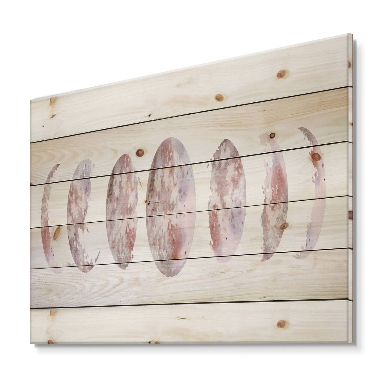 Designart - Moon Phases - Modern Print on Natural Pine Wood